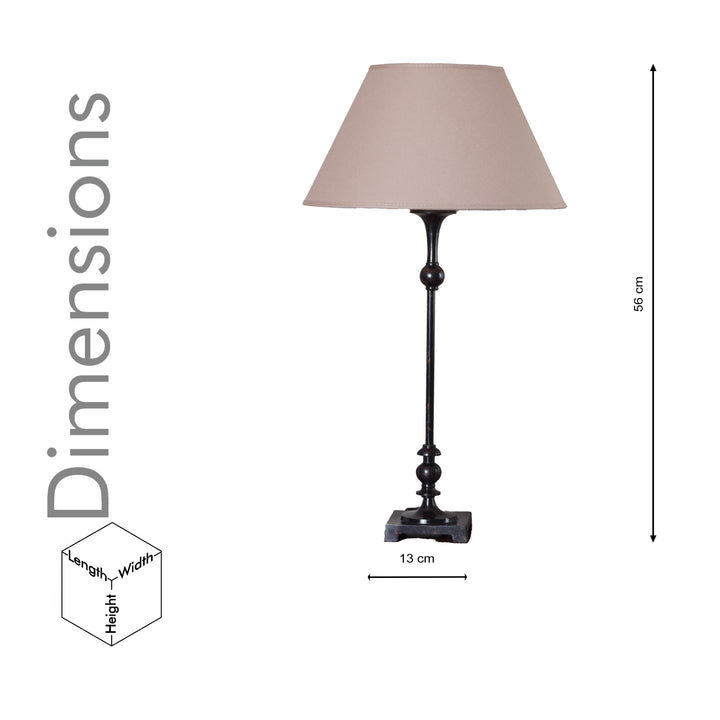 JANTINE Black & Red Finish Metal Table Lamp with Beige Fabric Shade