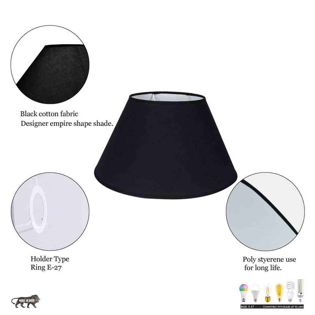 Black Cotton Empire Lamp Shade – 25 cm