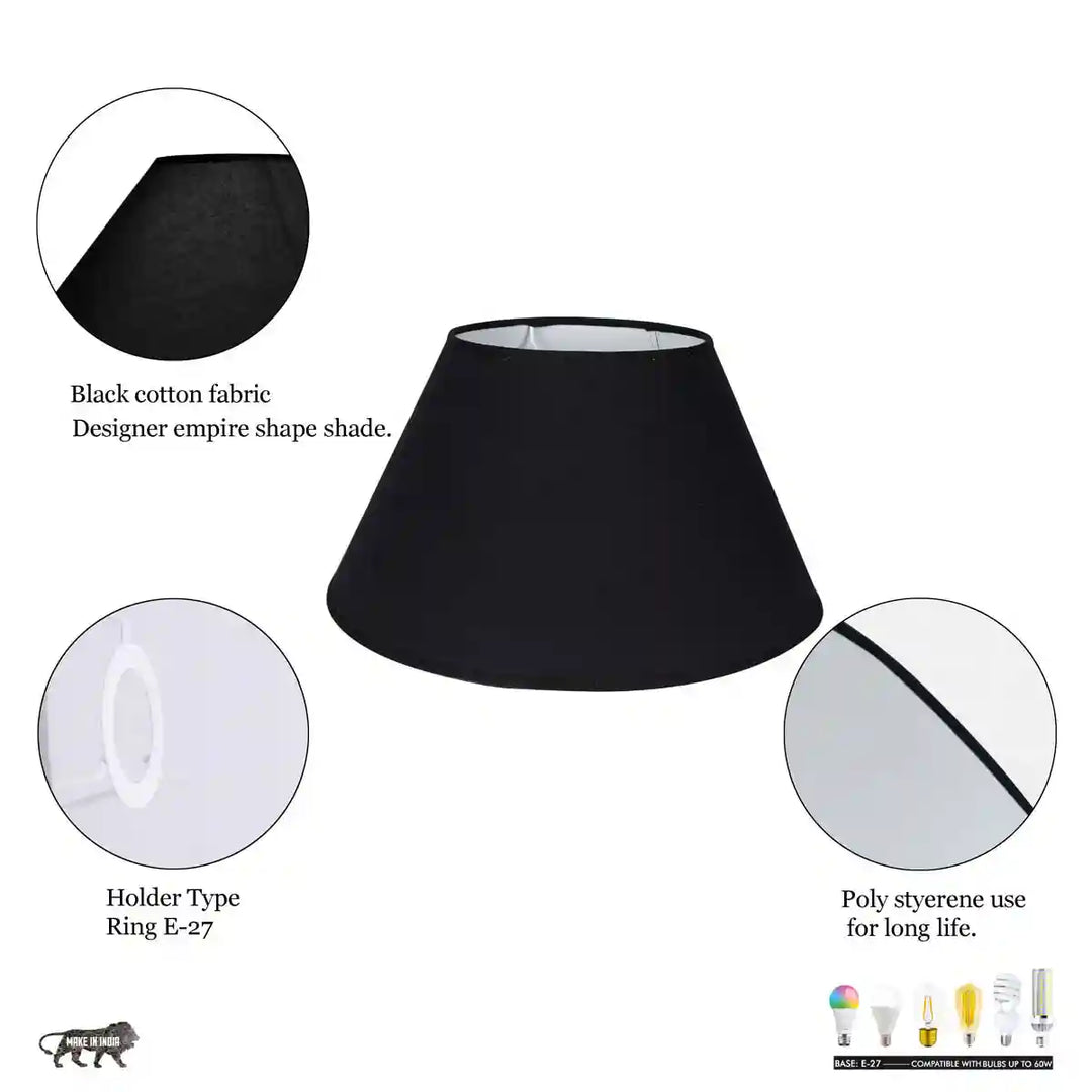 Black Cotton Empire Lamp Shade – 35 cm