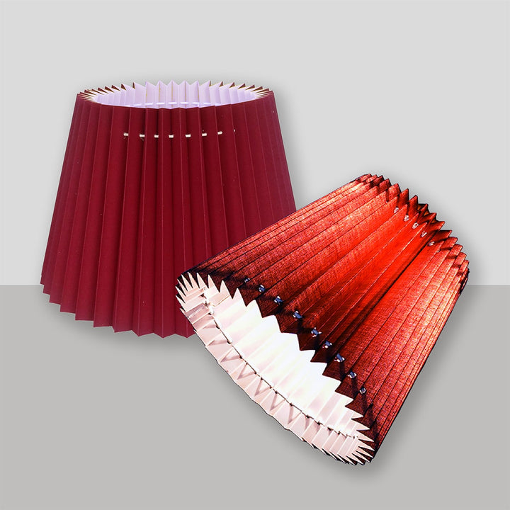 Spico Maroon Linen Machine Pleated Lampshade – 40 cm