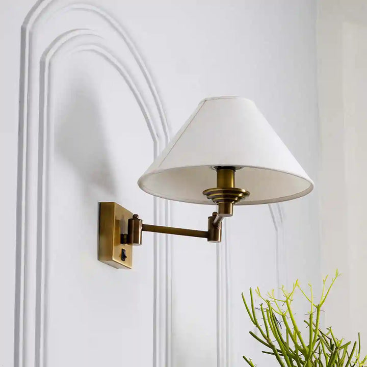 Vienna Brass Wall Light With White Cotton Shade