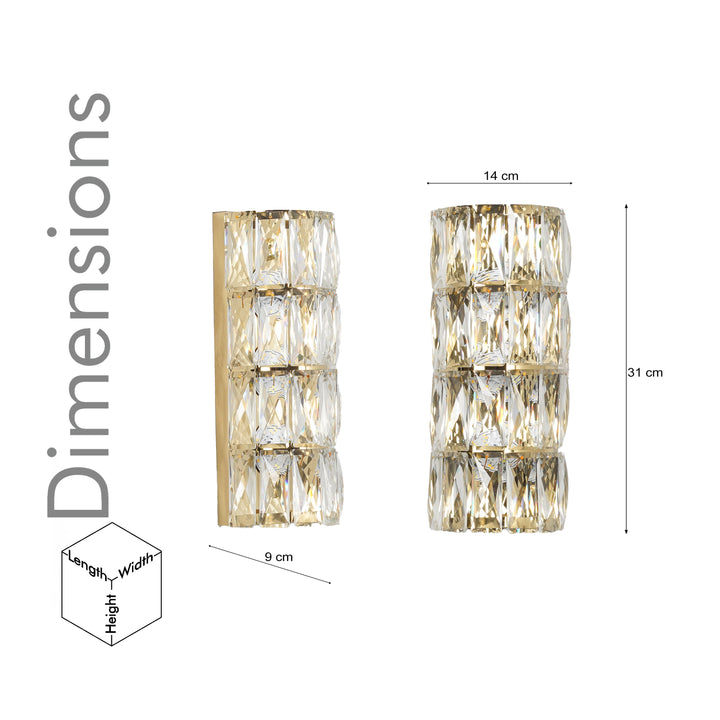 GIRONA Modern Crystal and Metal Wall Light