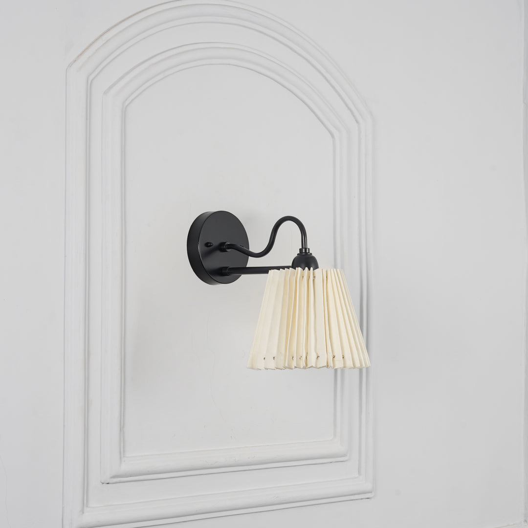 POSSIO Single-Light Wall Fitting with Black Shade and Black Finish Metal