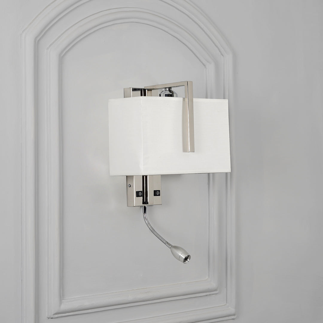 BAMPTON LED downlighter Wall Light With White Cotton Shade