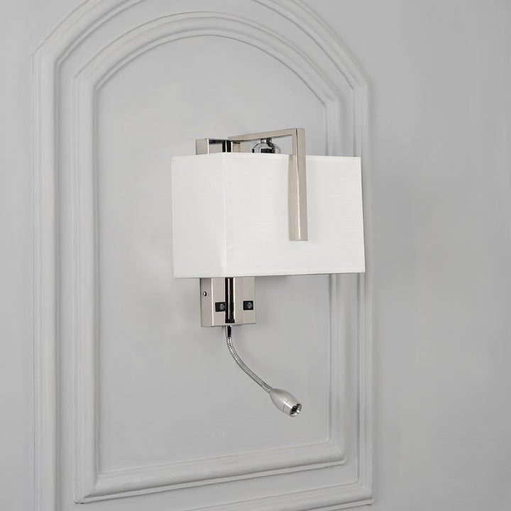 BAMPTON LED downlighter Wall Light With White Cotton Shade