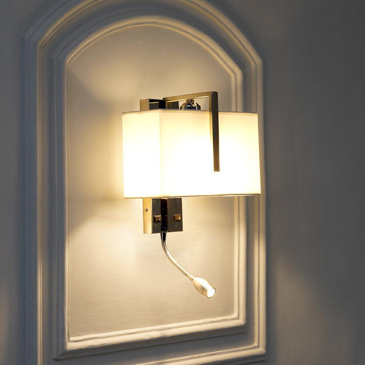 BAMPTON LED downlighter Wall Light With White Cotton Shade