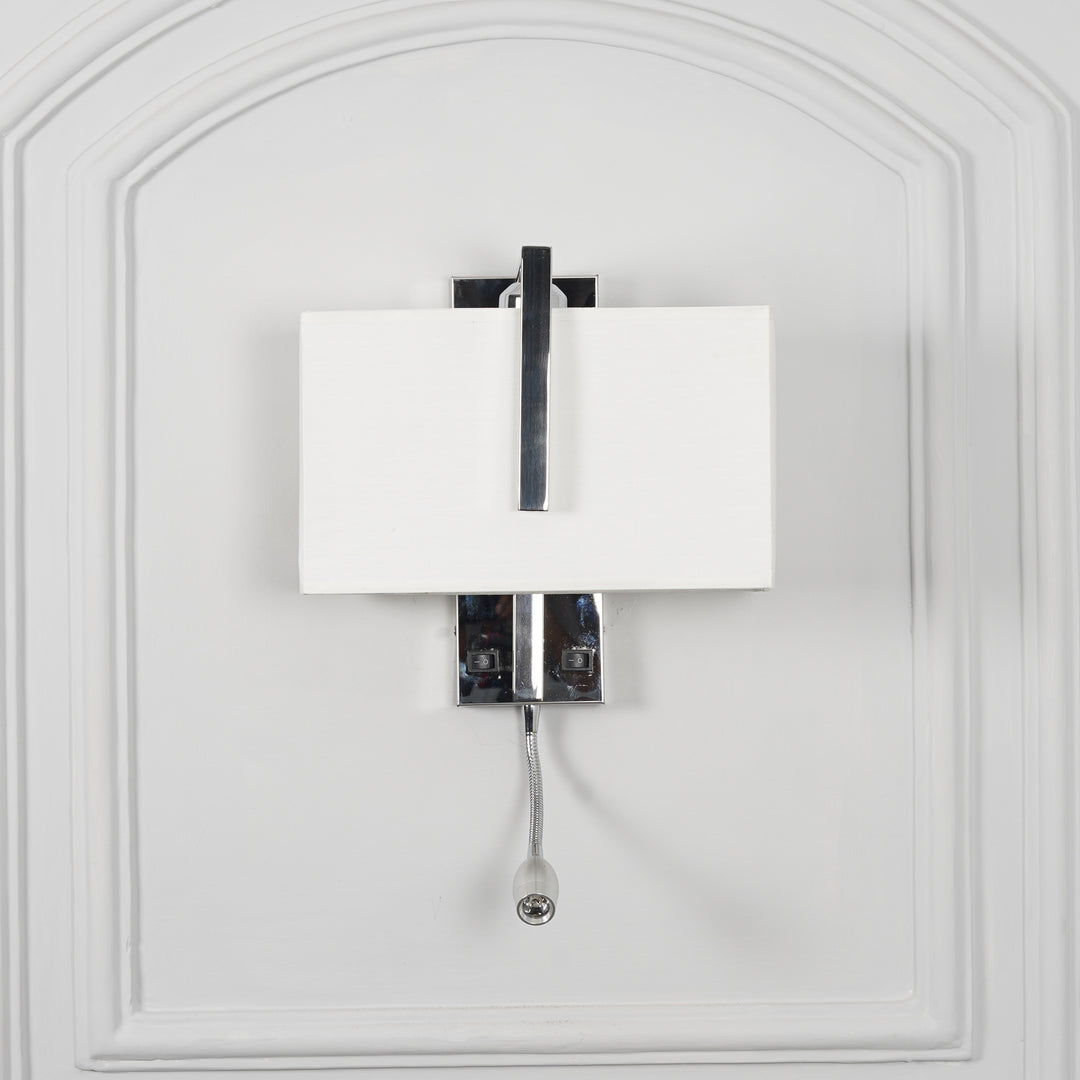 BAMPTON LED downlighter Wall Light With White Cotton Shade