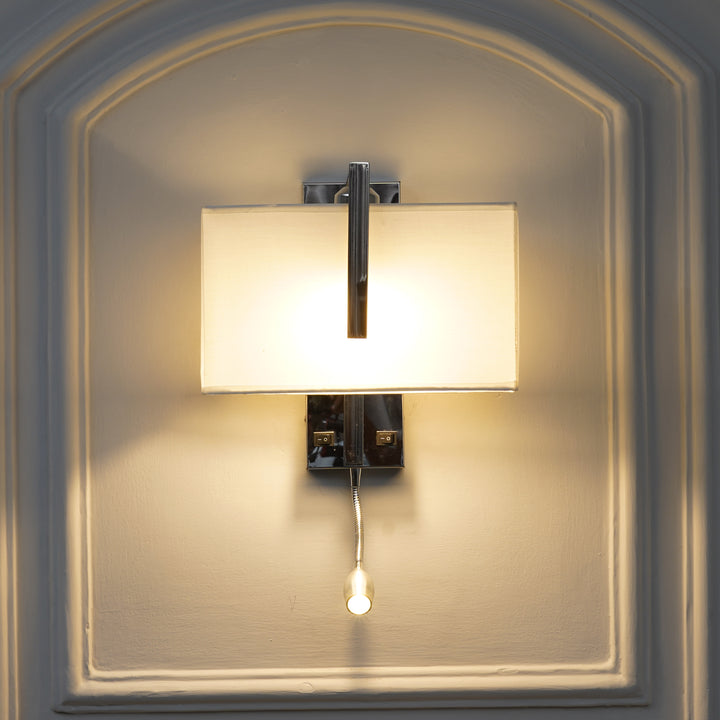 BAMPTON LED downlighter Wall Light With White Cotton Shade