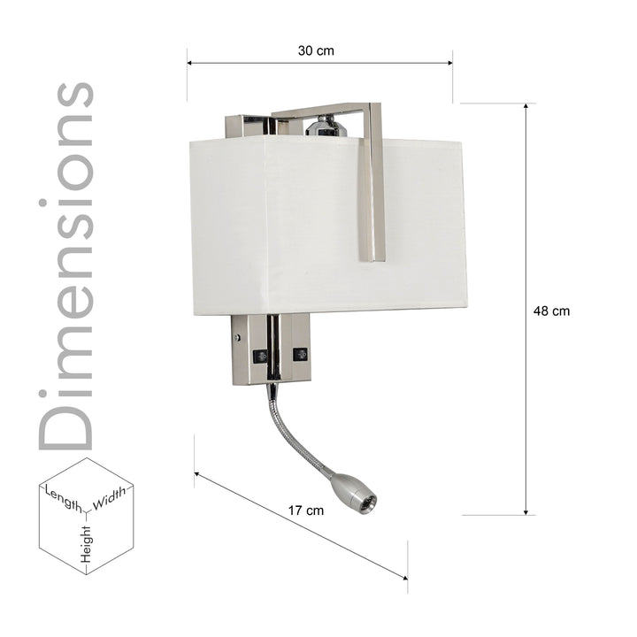 BAMPTON LED downlighter Wall Light With White Cotton Shade