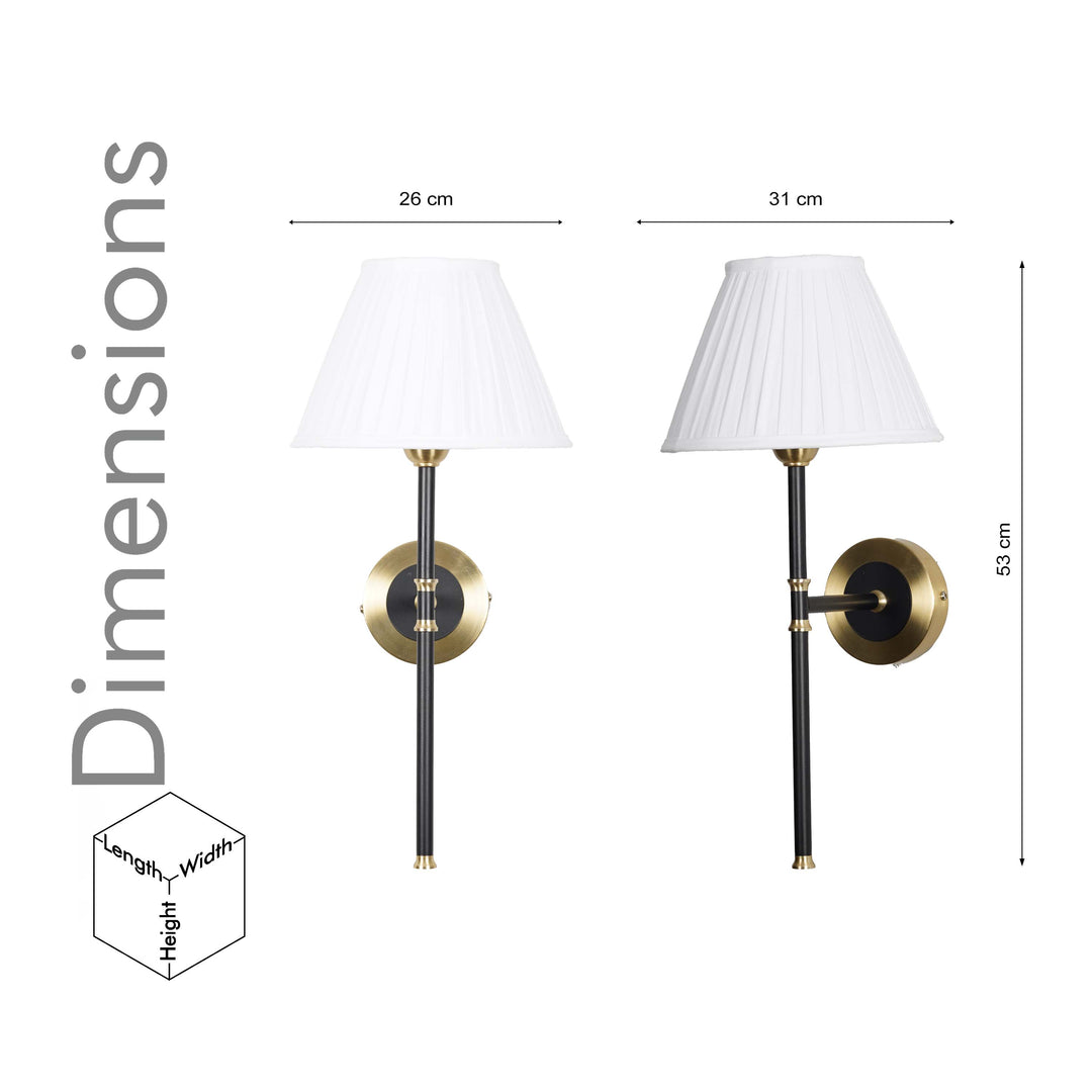 BARBOUR Single Light Wall Fitting in Black & Brass Finish Metal With Maroon Cotton Shade