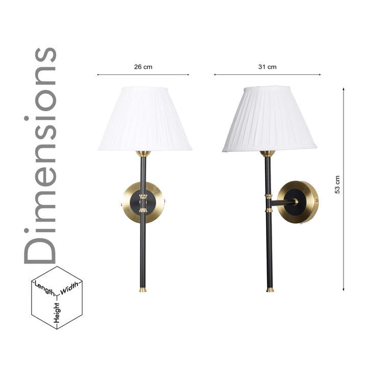 BARBOUR Single Light Wall Fitting in Black & Brass Finish Metal With Maroon Cotton Shade