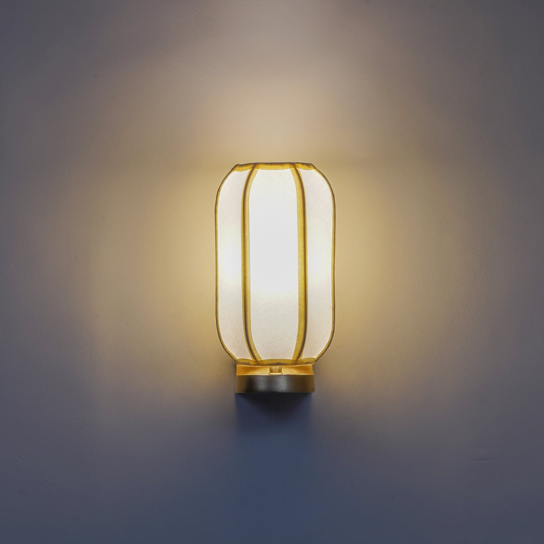 ALVENA Premium Handmade Cotton Shade Wall Light with Brass Finish Metal Base