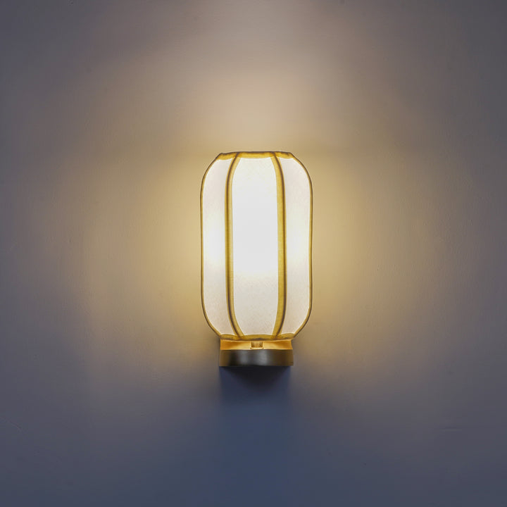 ALVENA Premium Handmade Cotton Shade Wall Light with Brass Finish Metal Base
