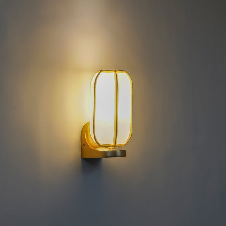 ALVENA Premium Handmade Cotton Shade Wall Light with Brass Finish Metal Base