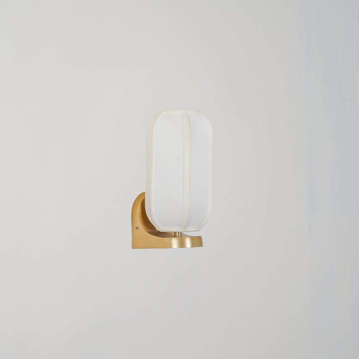 ALVENA Premium Handmade Cotton Shade Wall Light with Brass Finish Metal Base