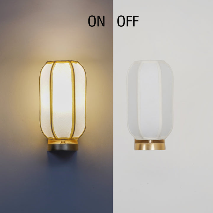 ALVENA Premium Handmade Cotton Shade Wall Light with Brass Finish Metal Base