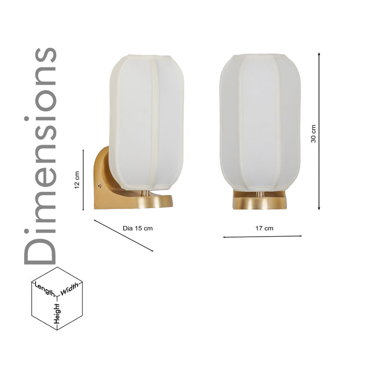 ALVENA Premium Handmade Cotton Shade Wall Light with Brass Finish Metal Base