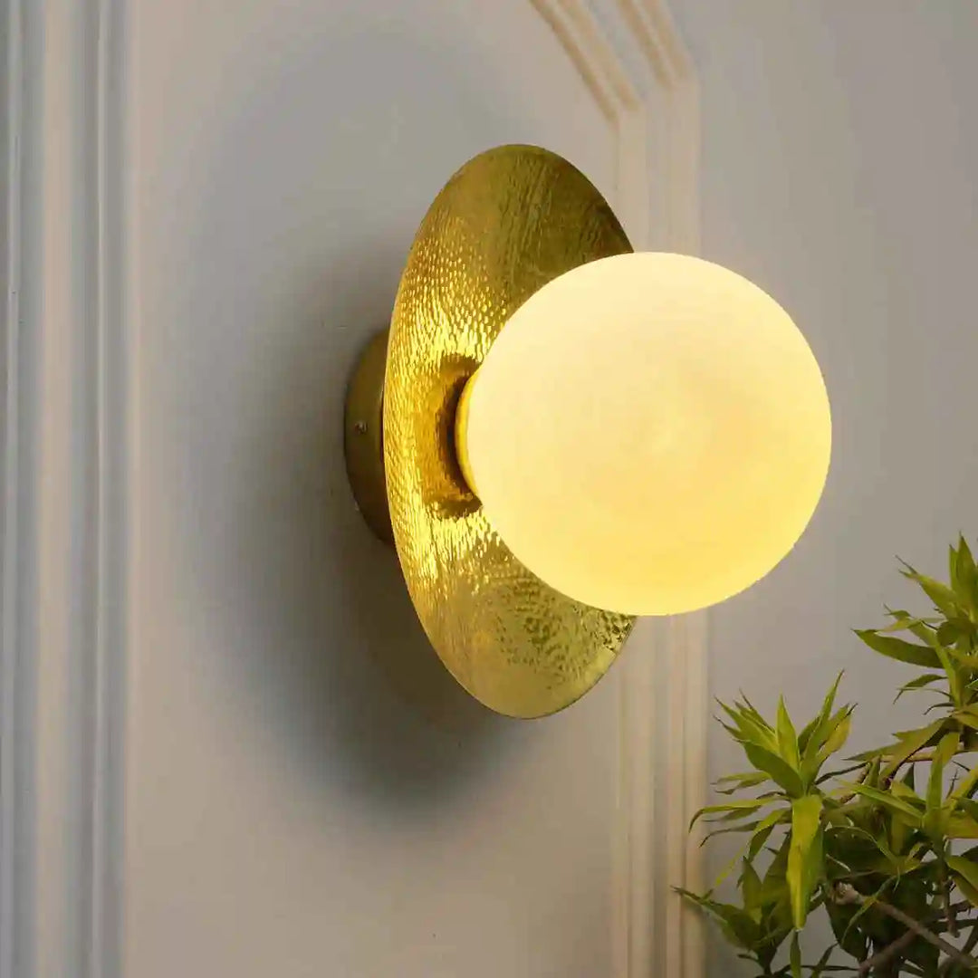 Cosmic Shine Brass & Frosted White Wall Light