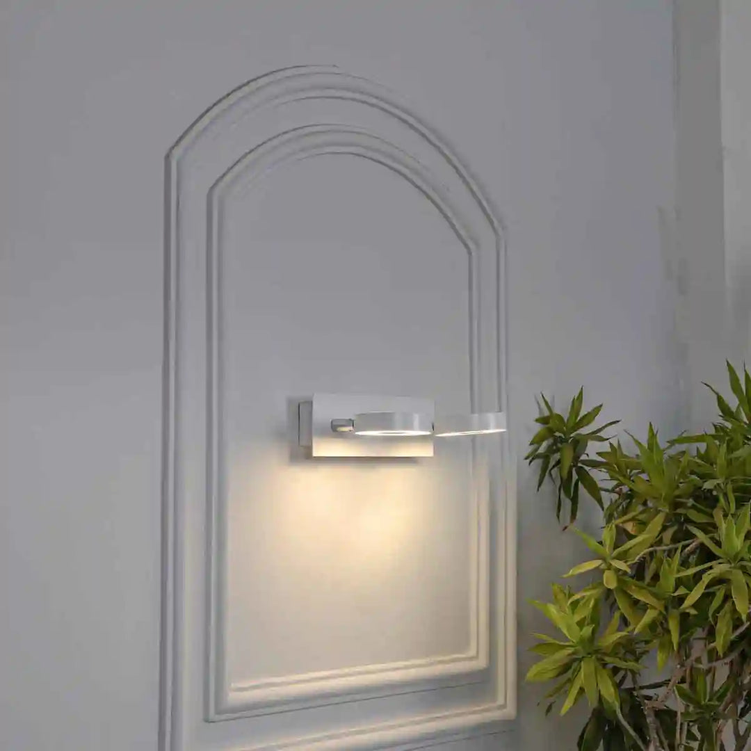 Salto Double LED Wall Light In White And Nickel Finish