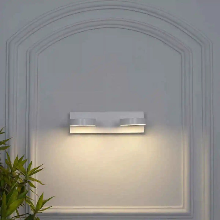 Salto Double LED Wall Light In White And Nickel Finish