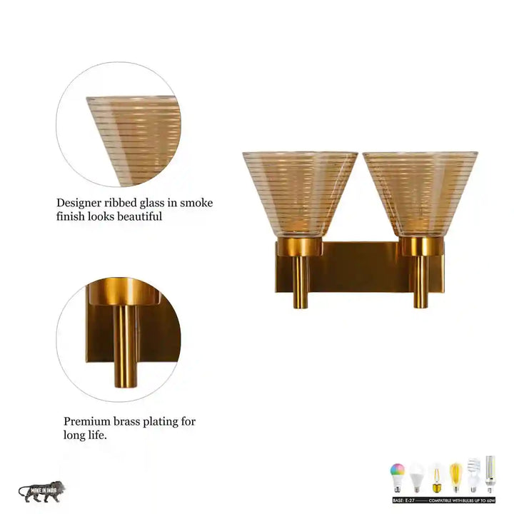 Sagara Dual Light Antique Brass Wall Light