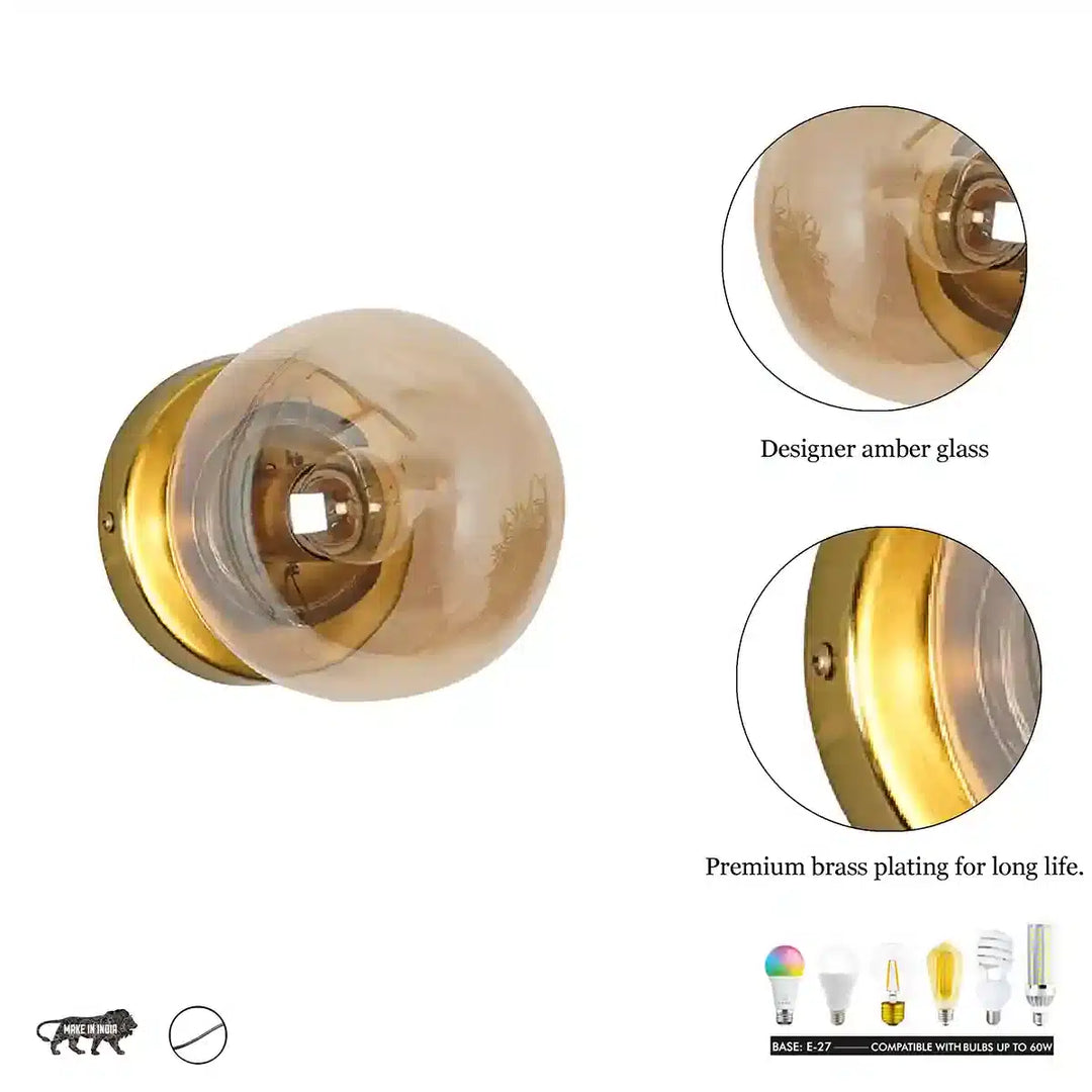 Carter Shine Brass & Amber finish Wall Light