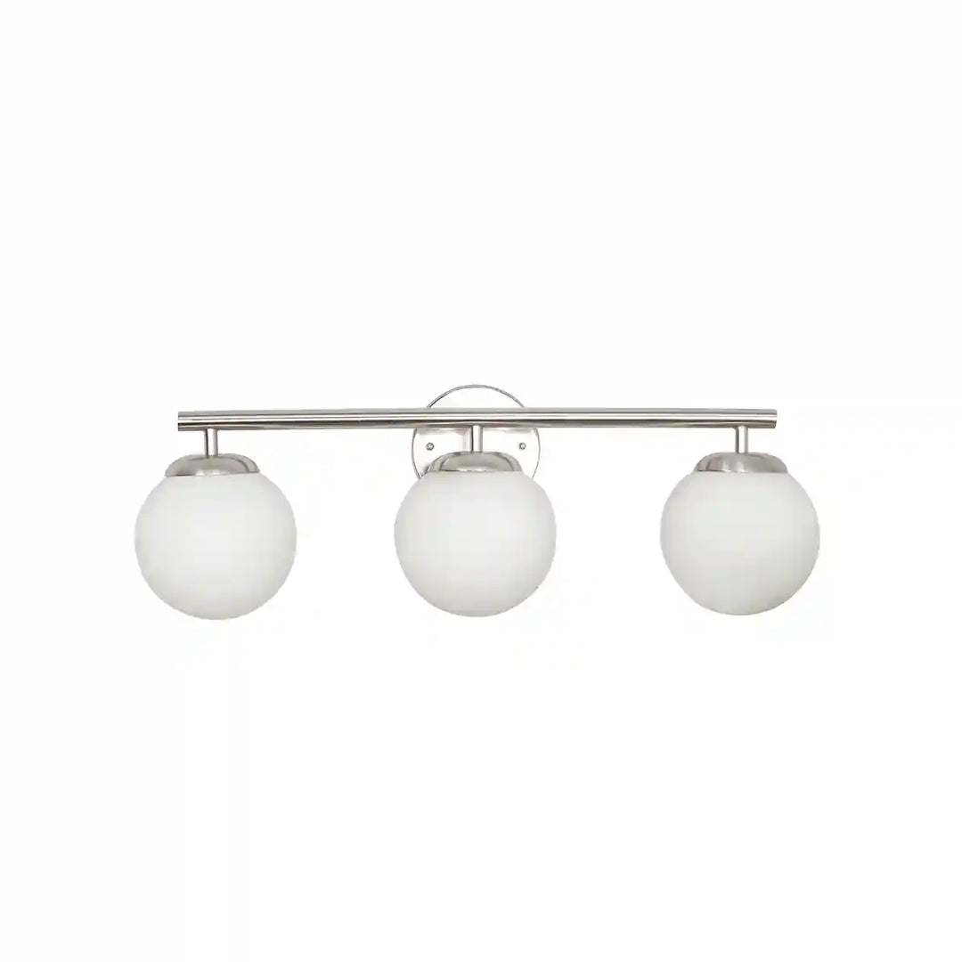 Hollis 3 Light Bathroom Wall Light with Opal Glass In Nickel Finish