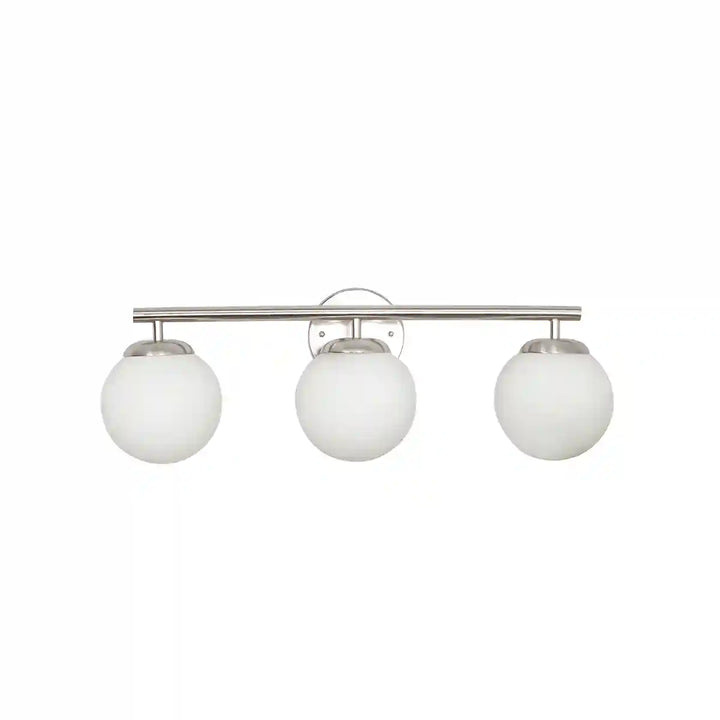 Hollis 3 Light Bathroom Wall Light with Opal Glass In Nickel Finish