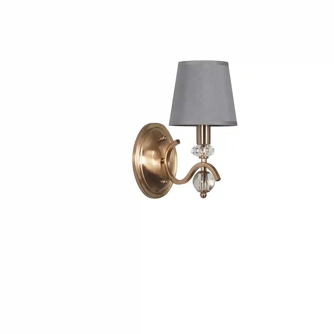 Dryden Single Light Wall Fitting In Brass Finish With Fabrick Shade