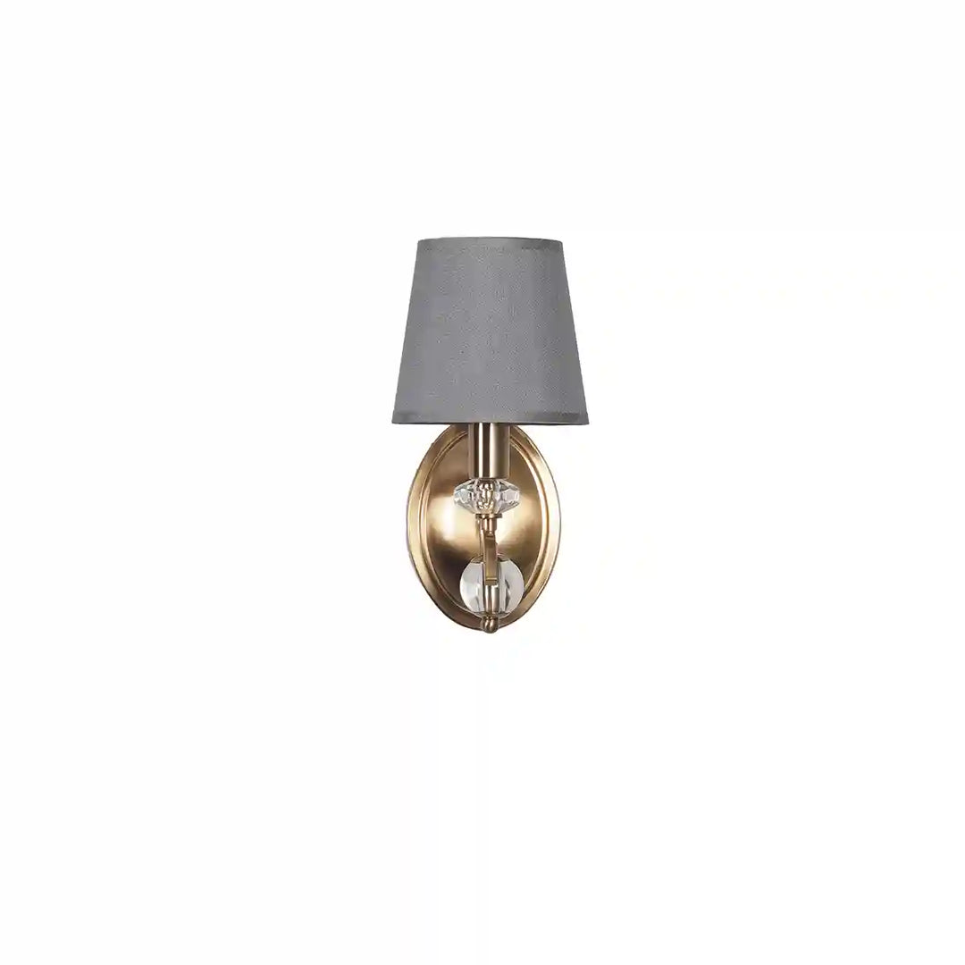 Dryden Single Light Wall Fitting In Brass Finish With Fabrick Shade