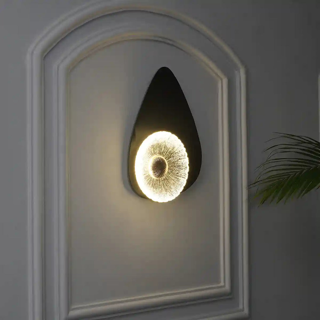 Gingle LED Flush Wall Light In Black, Brass & Clear Finish