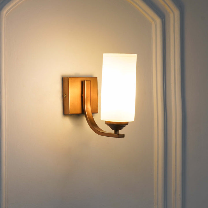 ANDRETTI Single Light Bathroom Wall Fitting In Metal with White Glass