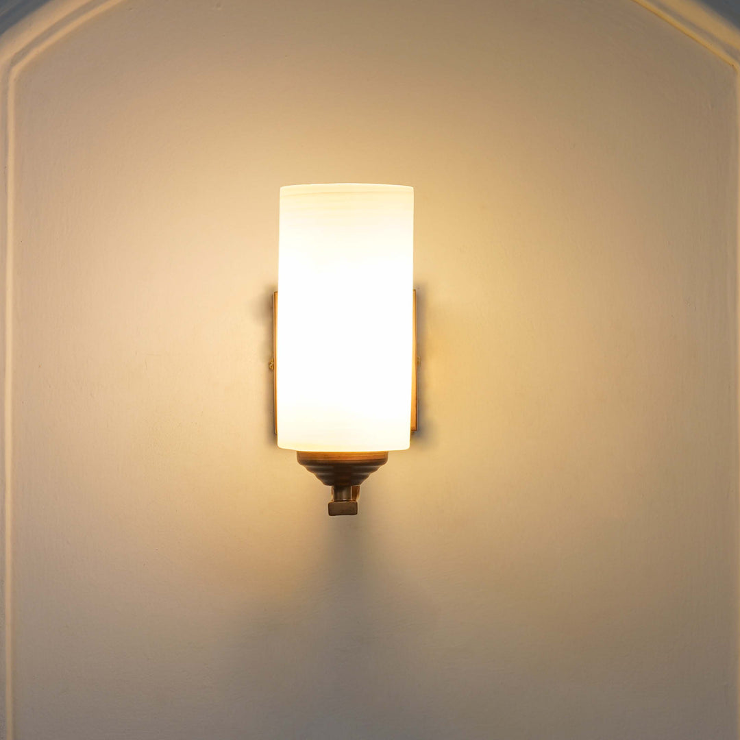 ANDRETTI Single Light Bathroom Wall Fitting In Metal with White Glass