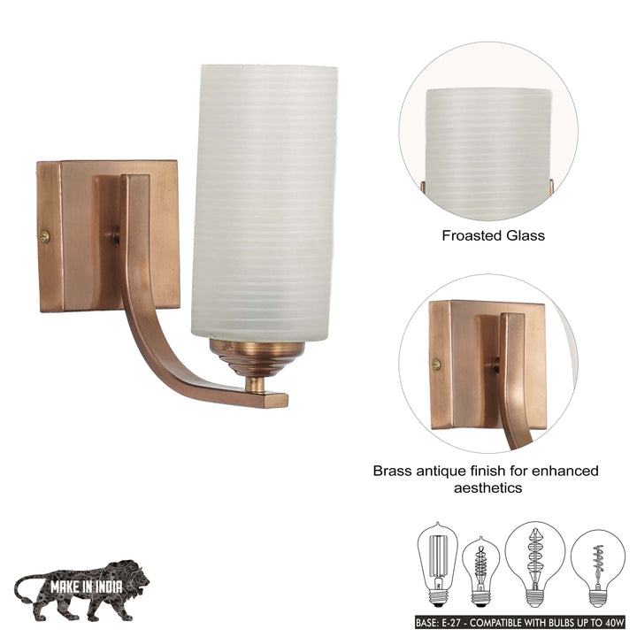 ANDRETTI Single Light Bathroom Wall Fitting In Metal with White Glass