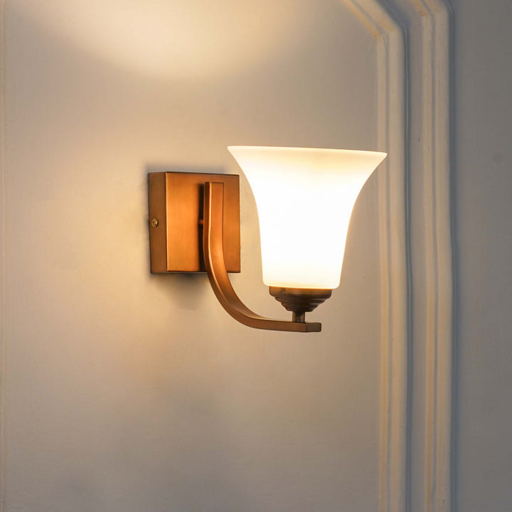 ANDRETTI Single Light Bathroom Wall Fitting In Metal with White Glass