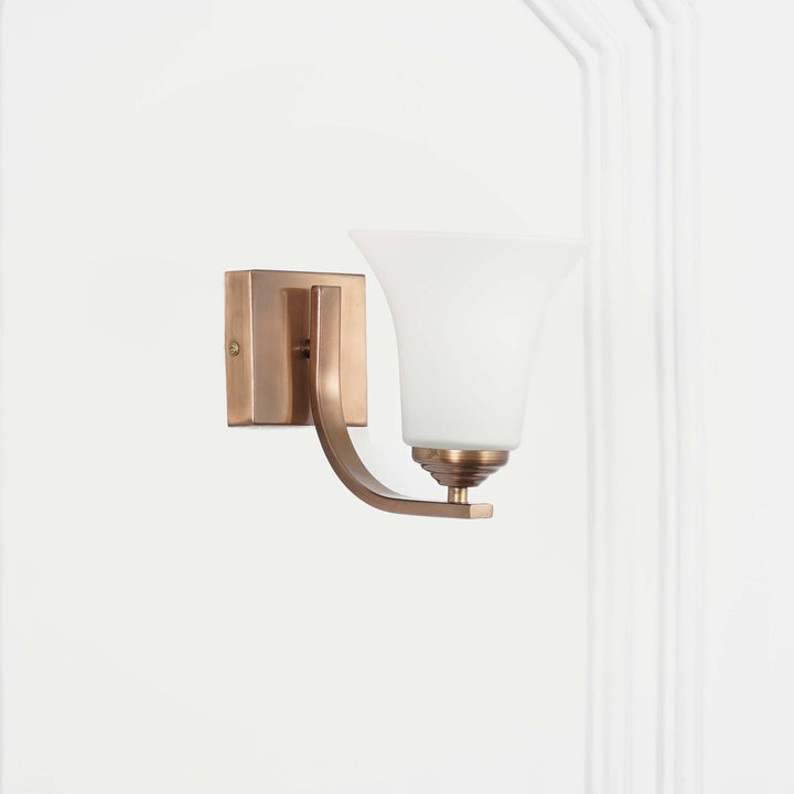 ANDRETTI Single Light Bathroom Wall Fitting In Metal with White Glass