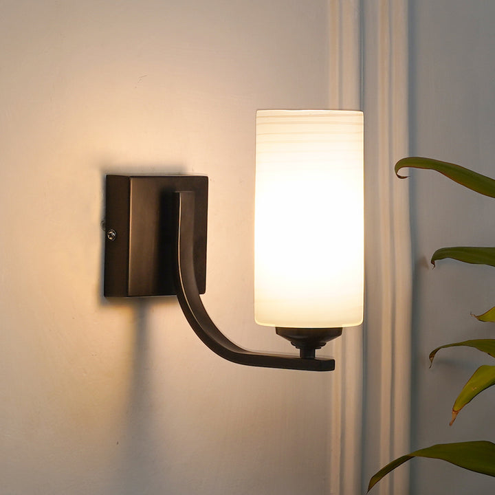 ANDRETTI Single Light Bathroom Wall Fitting In Metal with White Glass