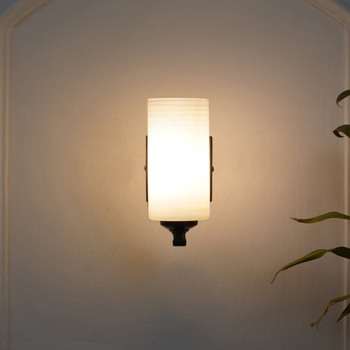 ANDRETTI Single Light Bathroom Wall Fitting In Metal with White Glass