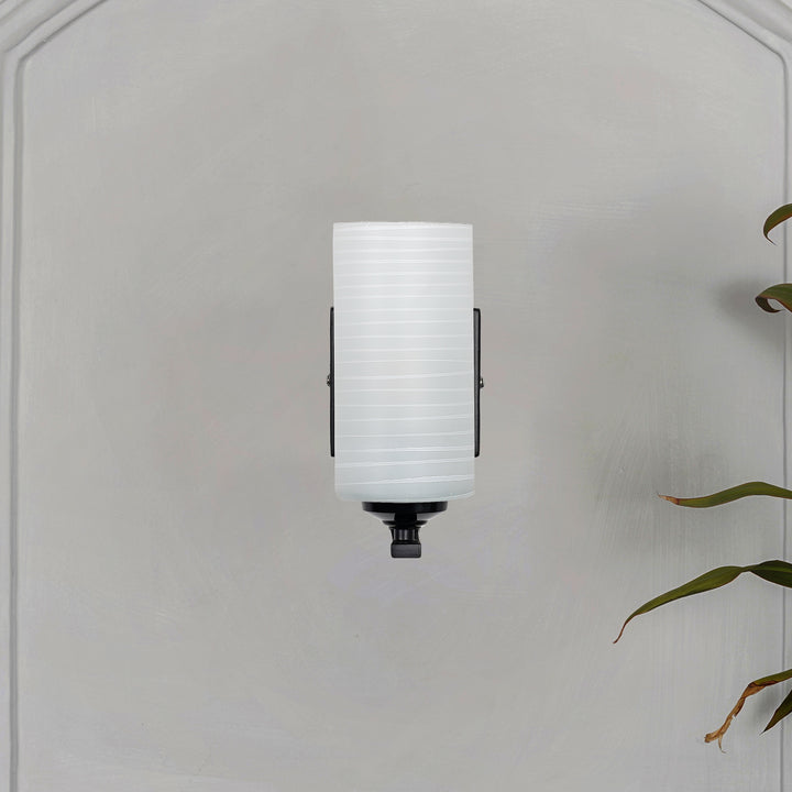 ANDRETTI Single Light Bathroom Wall Fitting In Metal with White Glass