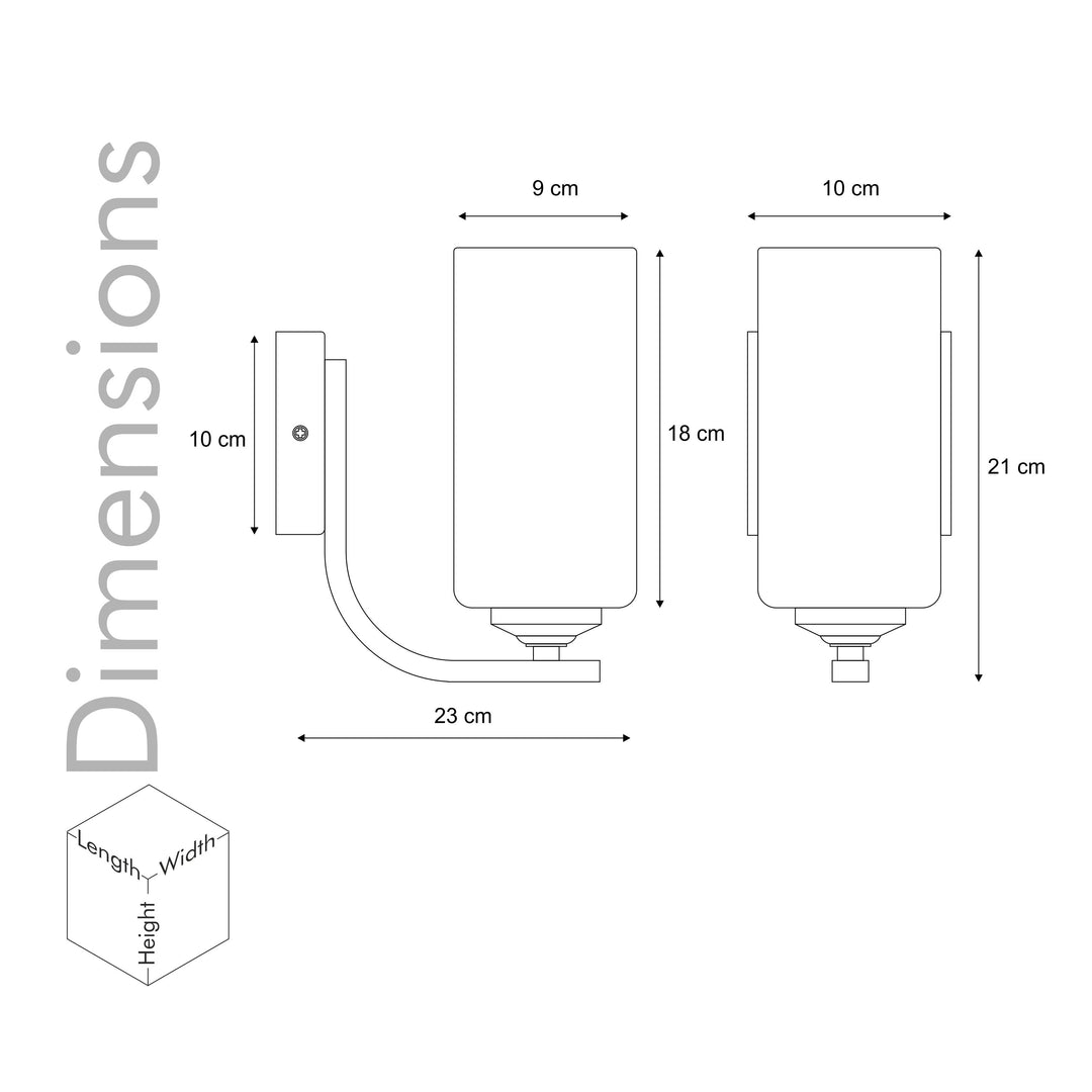 ANDRETTI Single Light Bathroom Wall Fitting In Metal with White Glass