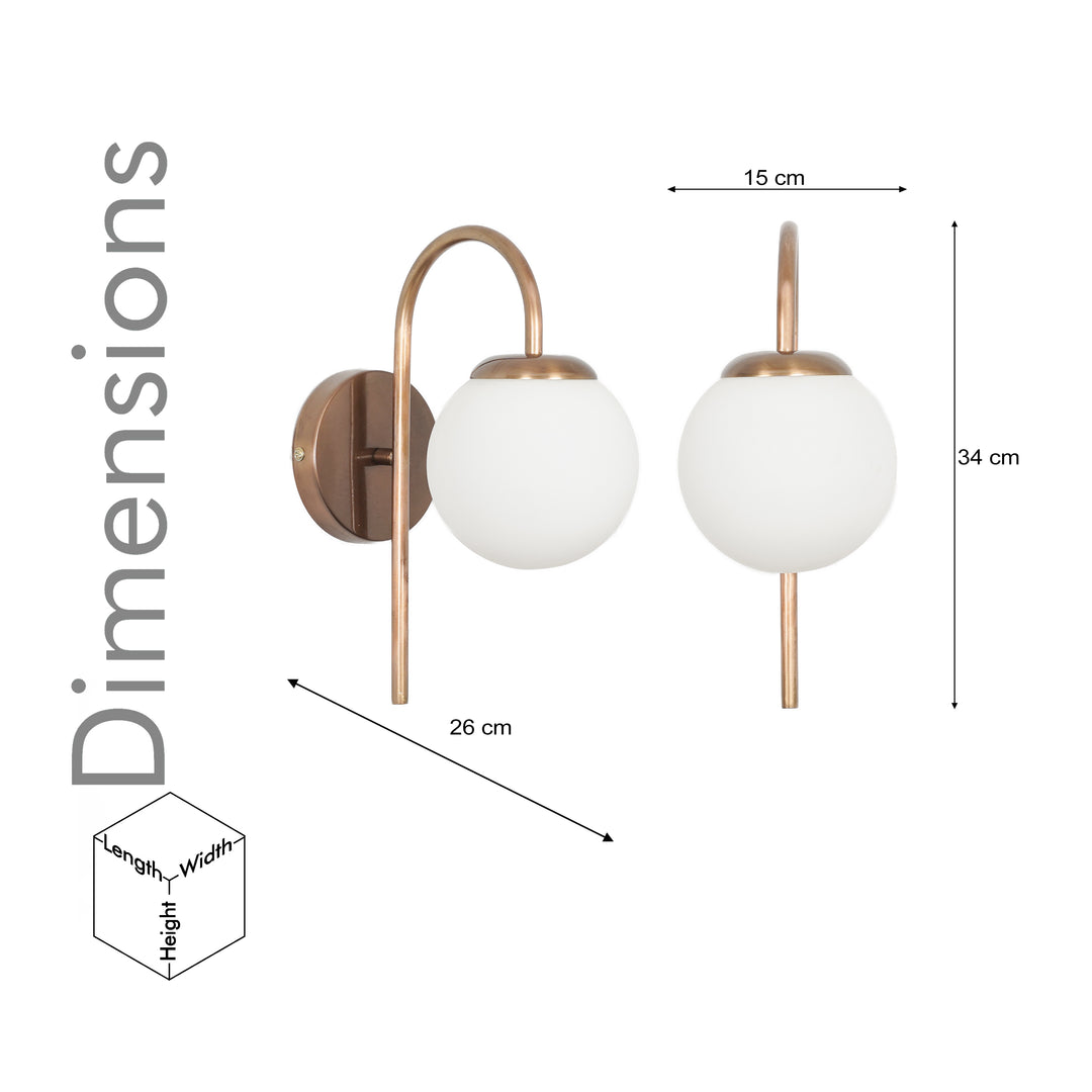 CARTER Single Light Wall Fitting In Metal With Opal Frosted White Glass