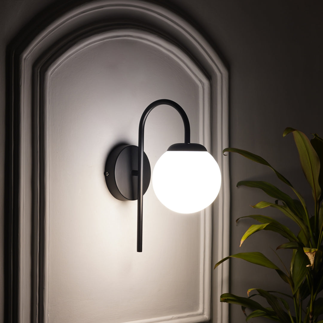 CARTER Single Light Wall Fitting In Metal With Opal Frosted White Glass