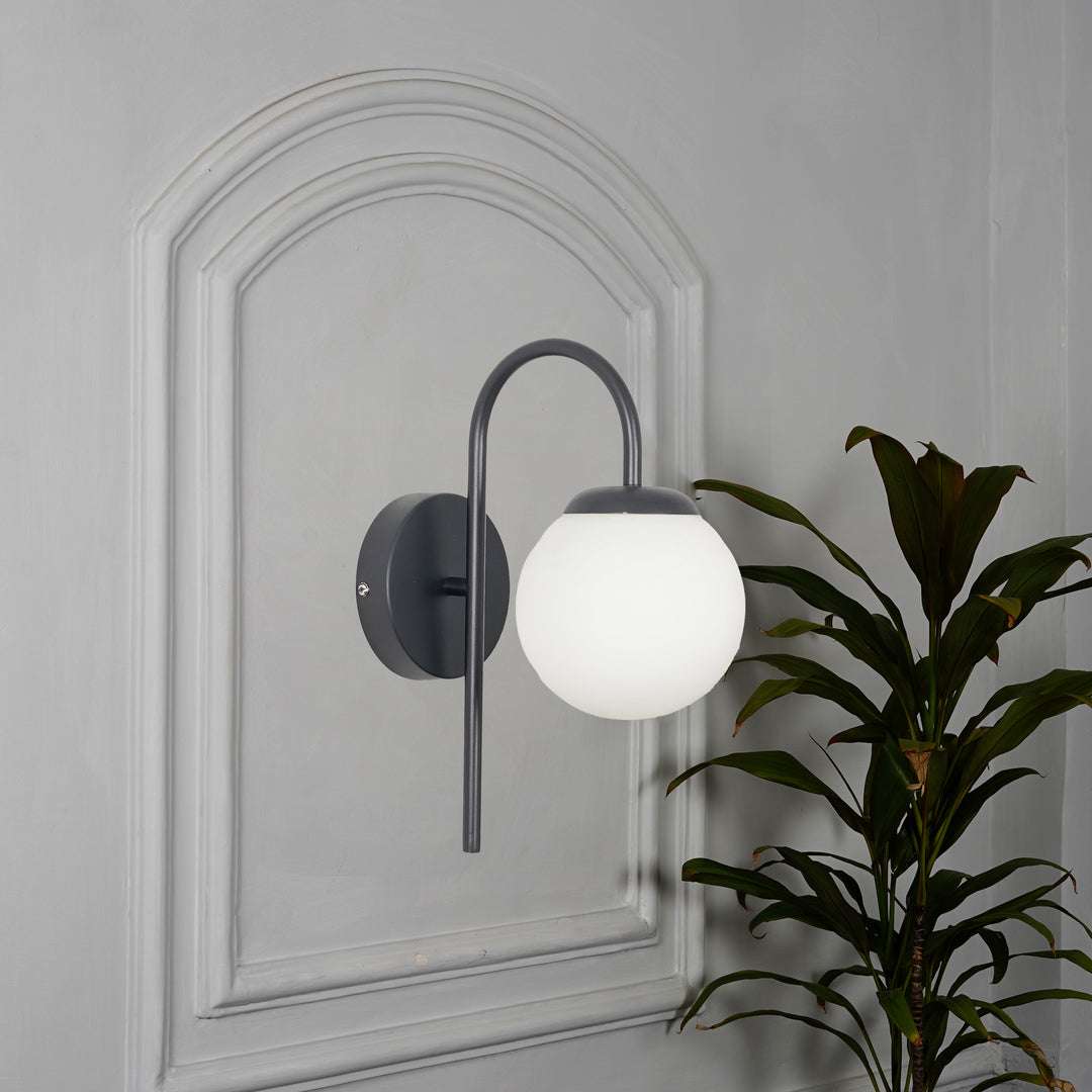 CARTER Single Light Wall Fitting In Metal With Opal Frosted White Glass