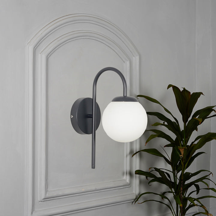 CARTER Single Light Wall Fitting In Metal With Opal Frosted White Glass