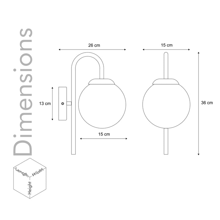 CARTER Single Light Wall Fitting In Metal With Opal Frosted White Glass