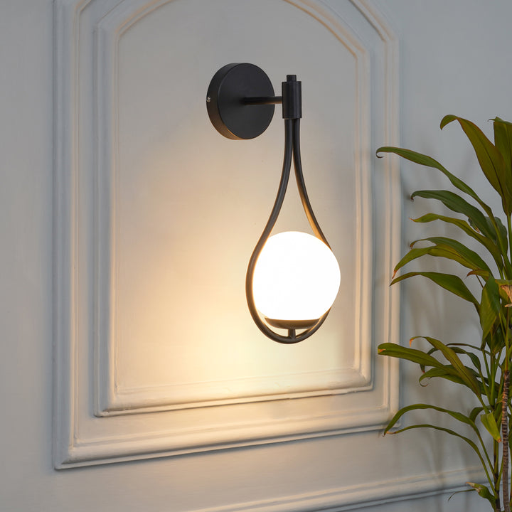 BIRDS Single Light Wall Fitting In Metal with Opal Frosted White Glass