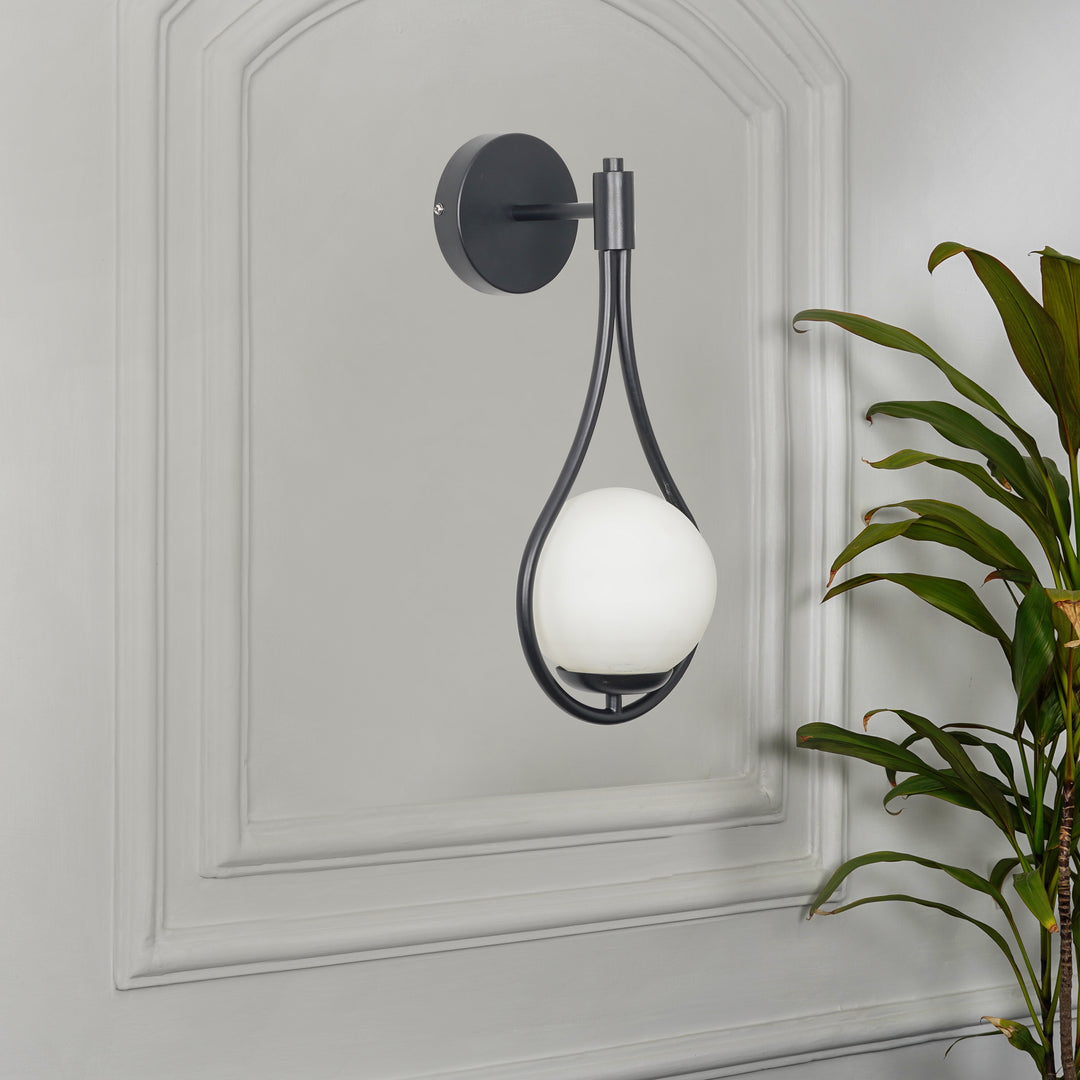 BIRDS Single Light Wall Fitting In Metal with Opal Frosted White Glass