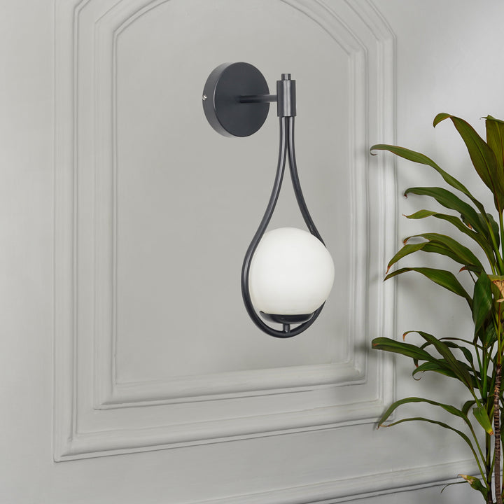 BIRDS Single Light Wall Fitting In Metal with Opal Frosted White Glass