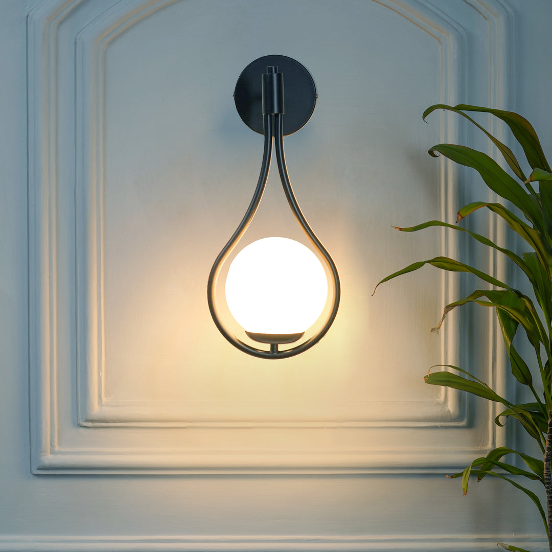 BIRDS Single Light Wall Fitting In Metal with Opal Frosted White Glass