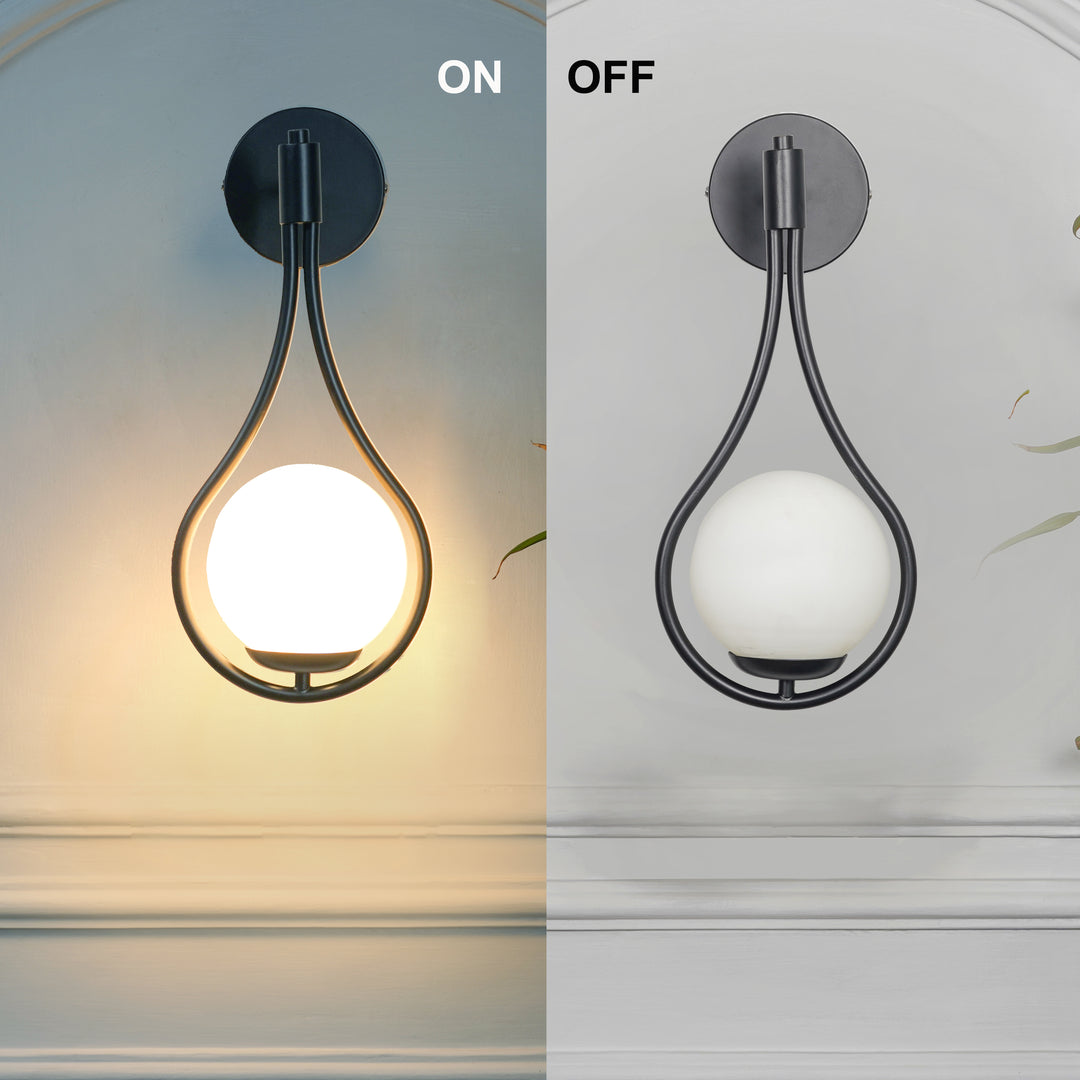 BIRDS Single Light Wall Fitting In Metal with Opal Frosted White Glass